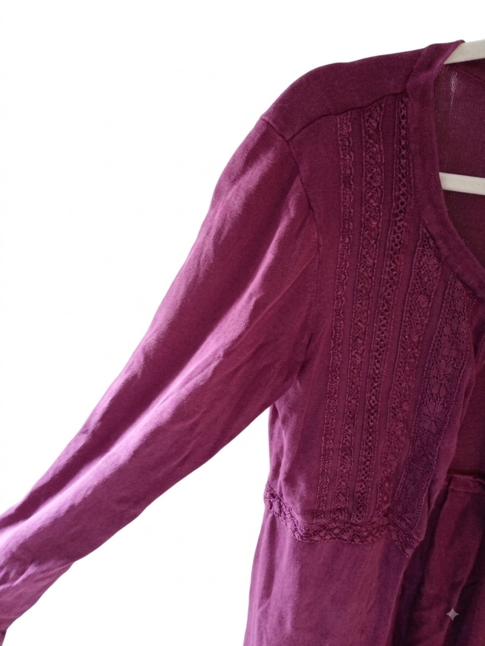 April Cornell Raspberry Button-Front Long-Sleeve Dress - Picture 5 of 6